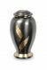 Grey cremation urn for ashes with feather design