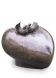 Bronze adult urn 'Heart with love birds'