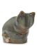 Handmade ceramic cat urn with heart - blue/brown/grey