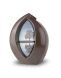 Ceramic urn ‘Forever Framed’ in dark brown, customisable with image