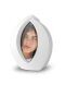 Ceramic urn ‘Forever Framed’ in matt white, customisable with image