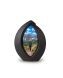 Ceramic keepsake urn ‘Forever Framed’ matt black, customisable with image