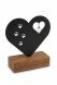 Memorial sculpture with ash compartment and glass ash pendant ‘Heart with Paw Prints’