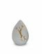 Ceramic teardrop keepsake urn for ashes 'Kintsugi' white