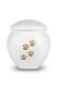 White pet urn with gold coloured paws