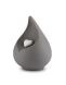 Porcelain teardrop urn ‘Celest’ - grey with white heart