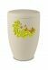 Metal cremation urn for ashes beige with oak leaves and butterflies