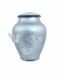 Blue crystal glass cremation urn with butterflies