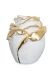 Rose cremation urn for ashes made of limewood - white with gold-coloured accents