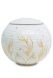 Porcelain urn for ashes 'Sfera' - Metallic gold-colored flowers