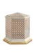 Porcelain cremation urn for ashes 'Esagono' | Four-leaf clovers with double gold-colored edges