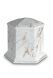 Mini cremation urn for ashes of porcelain 'Esagono' | Carrara marble with gold-colored veins motif