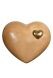 Heart cremation urn for ashes made of wood - light stained with gold-coloured heart