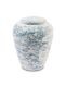 Dark blue ceramic cremation urn for ashes with marble look
