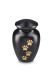 pet urn for ashes matte black with gold-coloured paw prints in various sizes