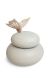 Handmade ceramic urn with natural wood butterfly - SALE