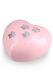 Heart-shaped pet urn for ashes pink with paw prints in various sizes