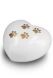 Heart-shaped pet urn for ashes white with paw prints in various sizes
