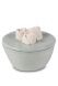 Ceramic keepsake urn grey green with white roses