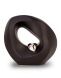 Matte black ceramic cremation urn with silver heart 'Infinity'