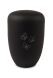 Black metal cremation urn for ashes with three butterflies