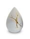Ceramic teardrop mini urn for ashes 'Kintsugi' white
