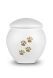 White pet urn with gold coloured paws