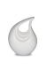 Small white teardrop cremation urn for ashes