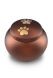 pet urn for ashes matte brown with 2 gold-coloured paw prints in various sizes