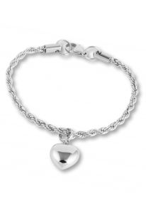 Cremation ash bracelet with heart