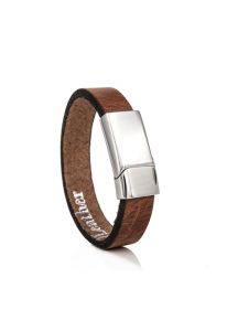 Narrow cremation ashes holder leather bracelet