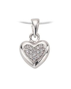 Ash pendant 925 silver 'Heart' (zirconia stones)