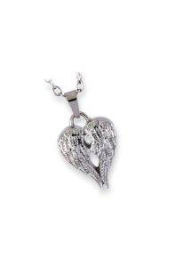 Ash pendant ‘Together beneath angel wings’ for the ashes of two loved ones