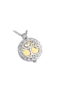 Stainless steel ashes pendant 'Tree of life' gold coloured