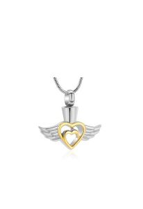 Stainless steel ashes pendant 'Angel wing'