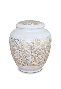Mini cremation urn for ashes of porcelain 'Classica' | Pure Gold leaves