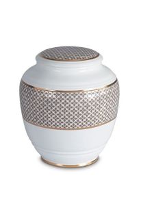 Mini cremation urn for ashes of porcelain 'Classica' | Four-leaf clovers with double gold-colored edges