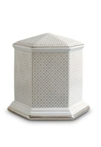 Mini cremation urn for ashes of porcelain 'Esagono' | Four-leaf clovers with double platinum edges