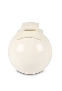 Small porcelain cremation urn for ashes 'Siena' white