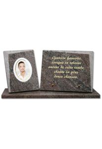Memorial stone with photoblock
