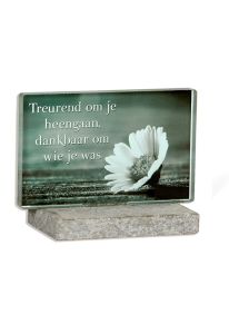 Memorial stone with glass plate for photo / picture