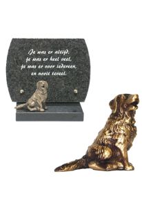 Memorial stone with bronze dog
