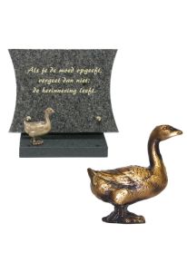 Memorial stone with bronze duck