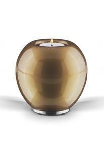 Brown crystal glass candle holder keepsake urn