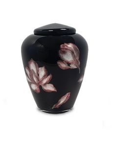 Glass cremation ashes urn 'Magnolia' black