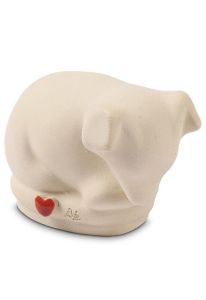 Handmade White Ceramic Dog Urn with Heart