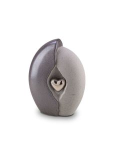 Ceramic keepsake cremation ashes urn 'Silver heart'
