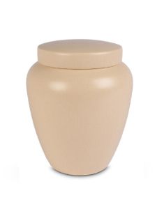 Light-brown ceramic cremation urn