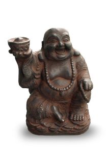 Laughing Buddha urn bronze