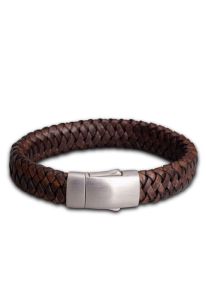 Ash holder braided leather bracelet 'Embrace' dark brown
